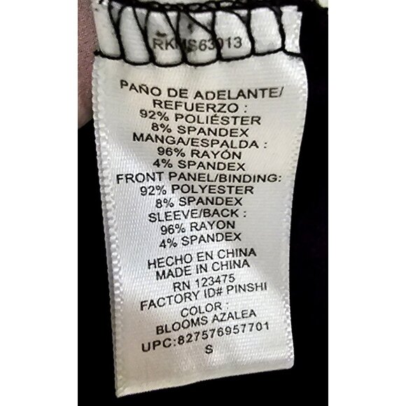 Reed Women's Short-Sleeve Floral Print Tunic Top Black & Multicolor Size S - Picture 5 of 8